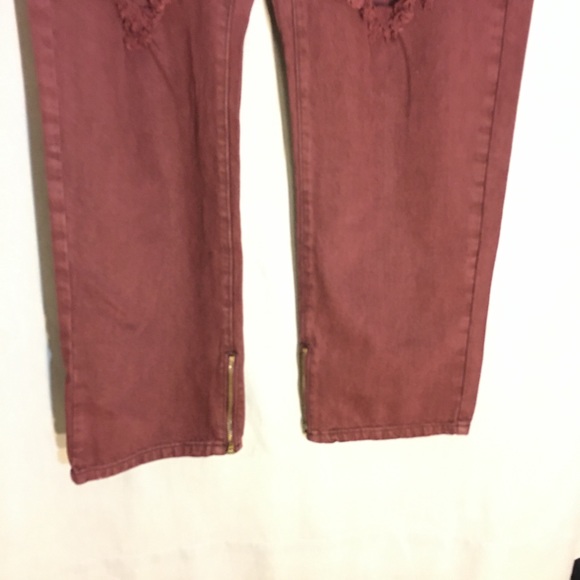 Alice & You Burgundy Destroyed High Rise Jeans 22 - Picture 5 of 11